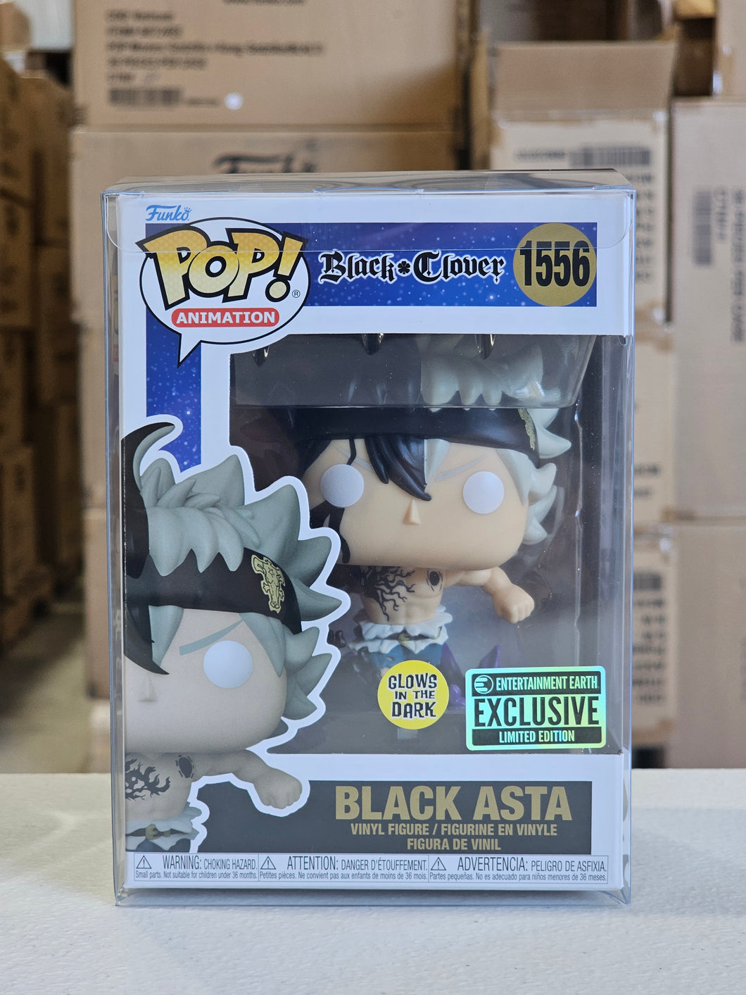 Funko Black Clover Black Asta Glow-in-The-Dark Pop! Vinyl Figure #1556 - Entertainment Earth Exclusive