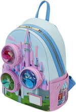 Load image into Gallery viewer, Loungefly Disney Sleeping Beauty Castle Three Good Fairies Stained Glass Mini Backpack
