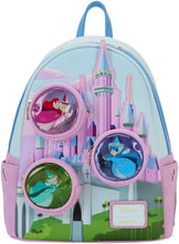 Load image into Gallery viewer, Loungefly Disney Sleeping Beauty Castle Three Good Fairies Stained Glass Mini Backpack
