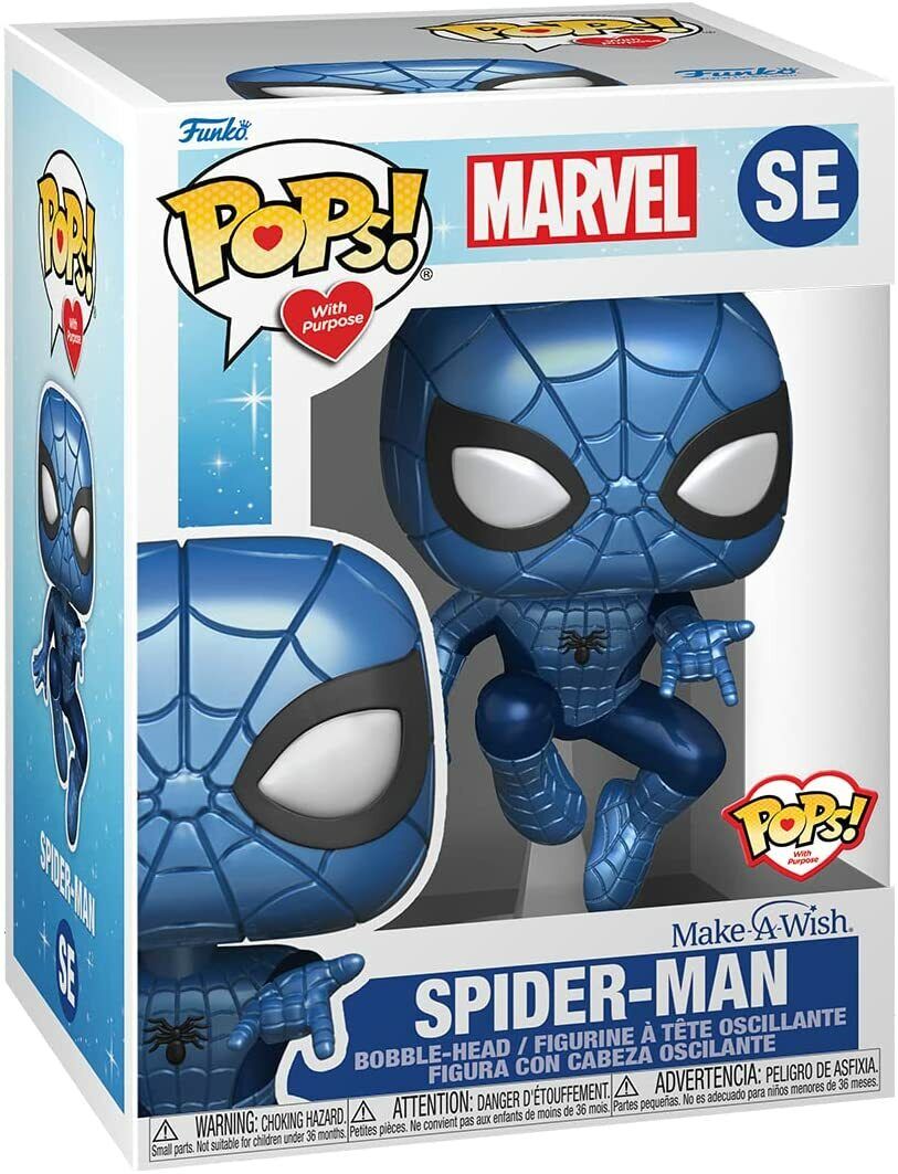 Spider-Man SE Funko POP! Marvel: Make A Wish Purpose Metallic Blue W/PROTECTOR