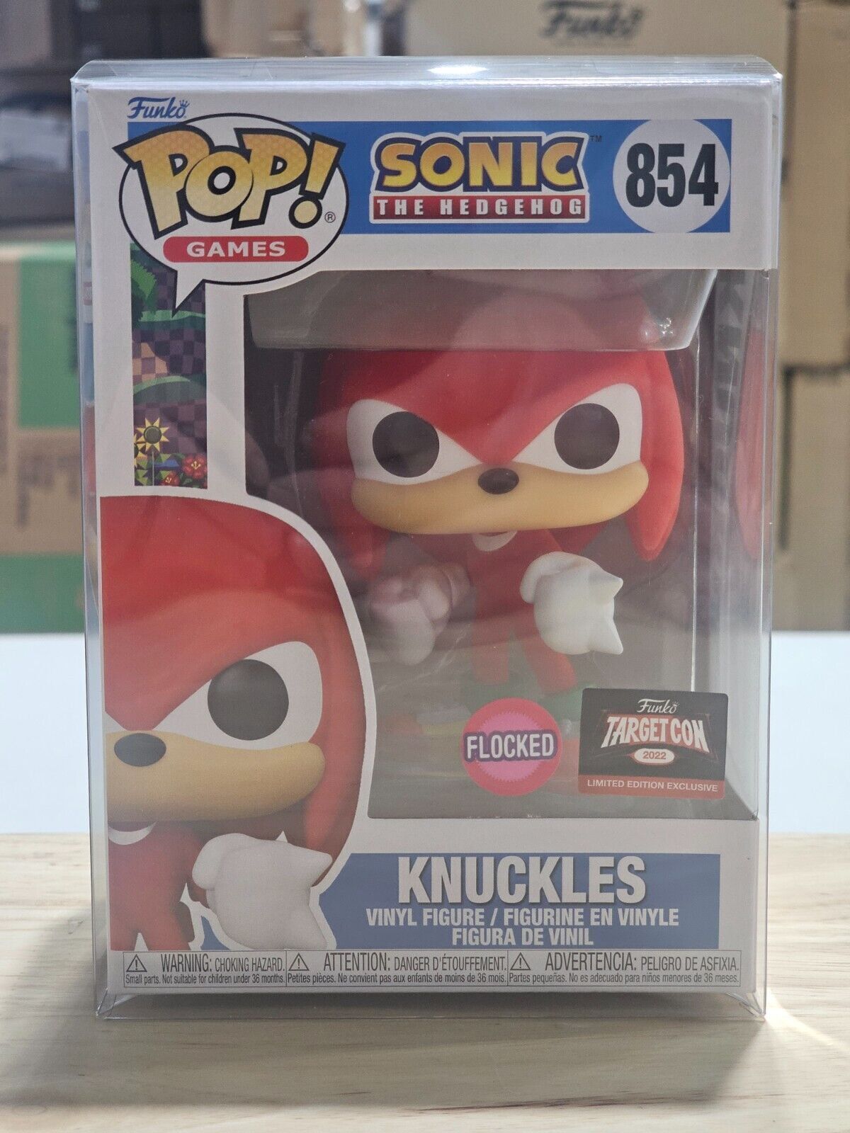 Funko Pop! Sonic The Hedgehog Knuckles Flocked #854 LE Exclusive with Protector