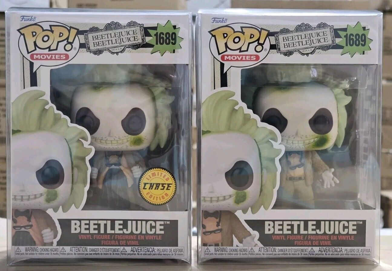 Funko Pop! Beetlejuice Beetlejuice in Cardigan #1689 [CHASE] W/Protector SET (2)