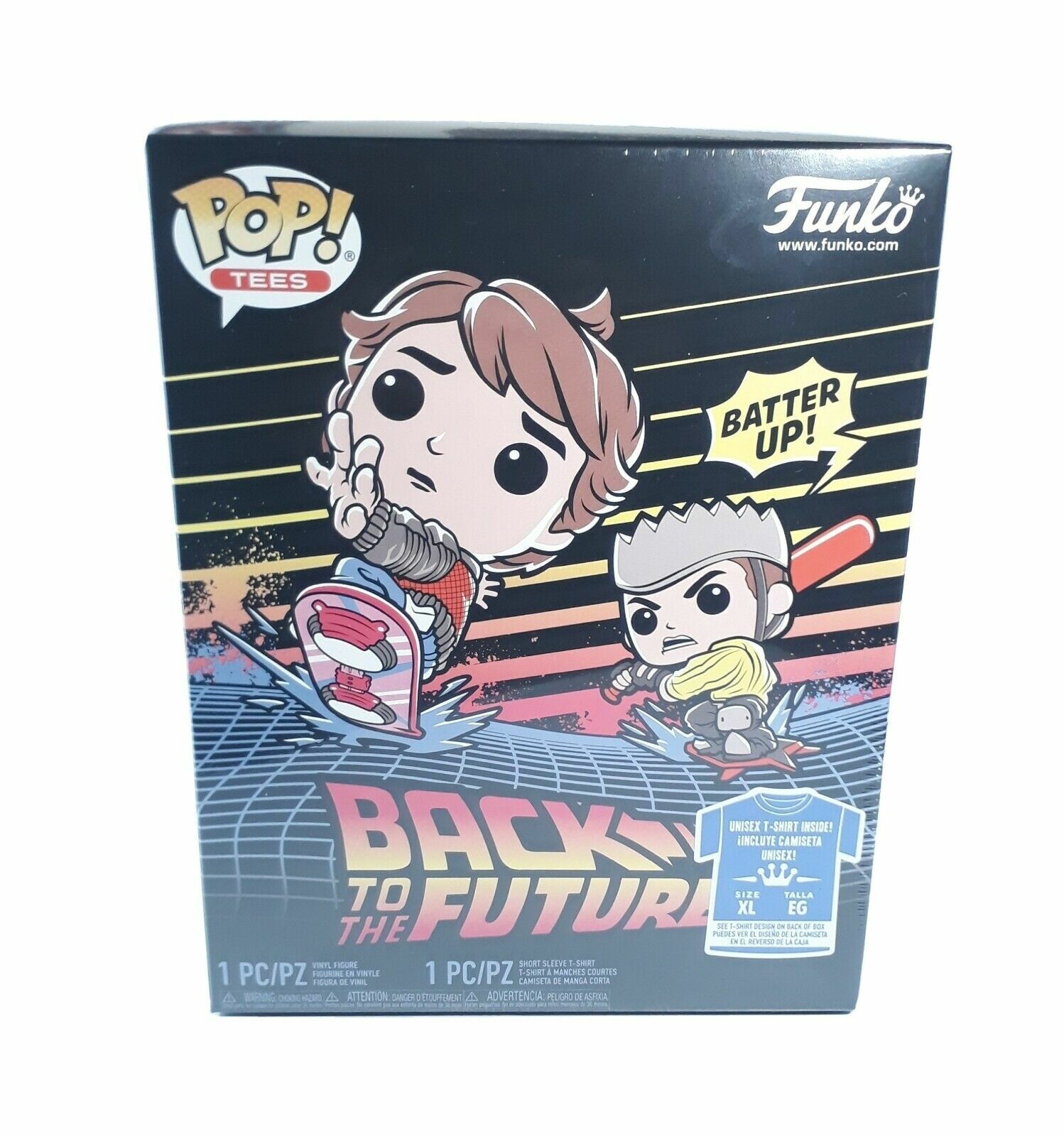 Funko Pop Tees Back To The Future Marty T-Shirt XL w Pop Figure Bundle Batter Up