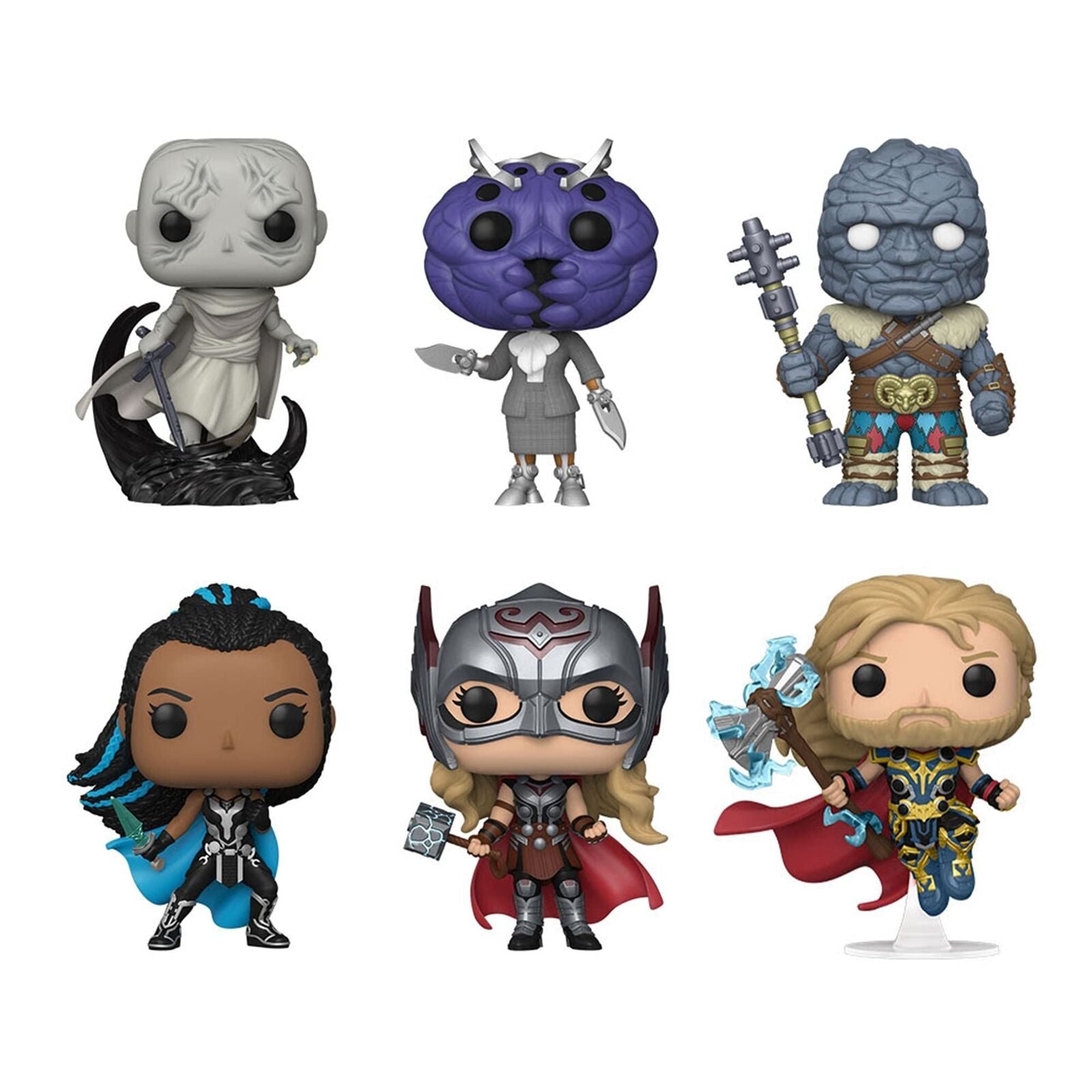 Funko Pop! Thor: Love and Thunder Set of 6 - Thor, Mighty Thor, Valkyrie, Korg,