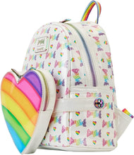 Load image into Gallery viewer, Loungefly Lisa Frank Logo Heart Detachable Rainbow Bag Mini Backpack
