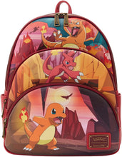 Load image into Gallery viewer, Loungefly Pokemon Charmander Evolutions Triple Pocket Backpack
