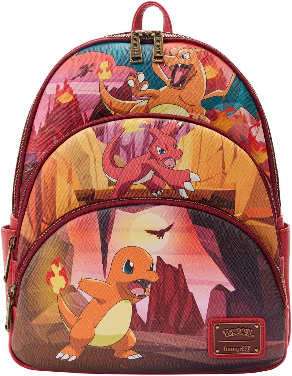 Loungefly Pokemon Charmander Evolutions Triple Pocket Backpack