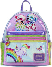 Load image into Gallery viewer, Loungefly Lisa Frank Color Block Mini Backpack Double Strap Shoulder Bag Purse
