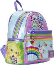 Load image into Gallery viewer, Loungefly Lisa Frank Color Block Mini Backpack Double Strap Shoulder Bag Purse
