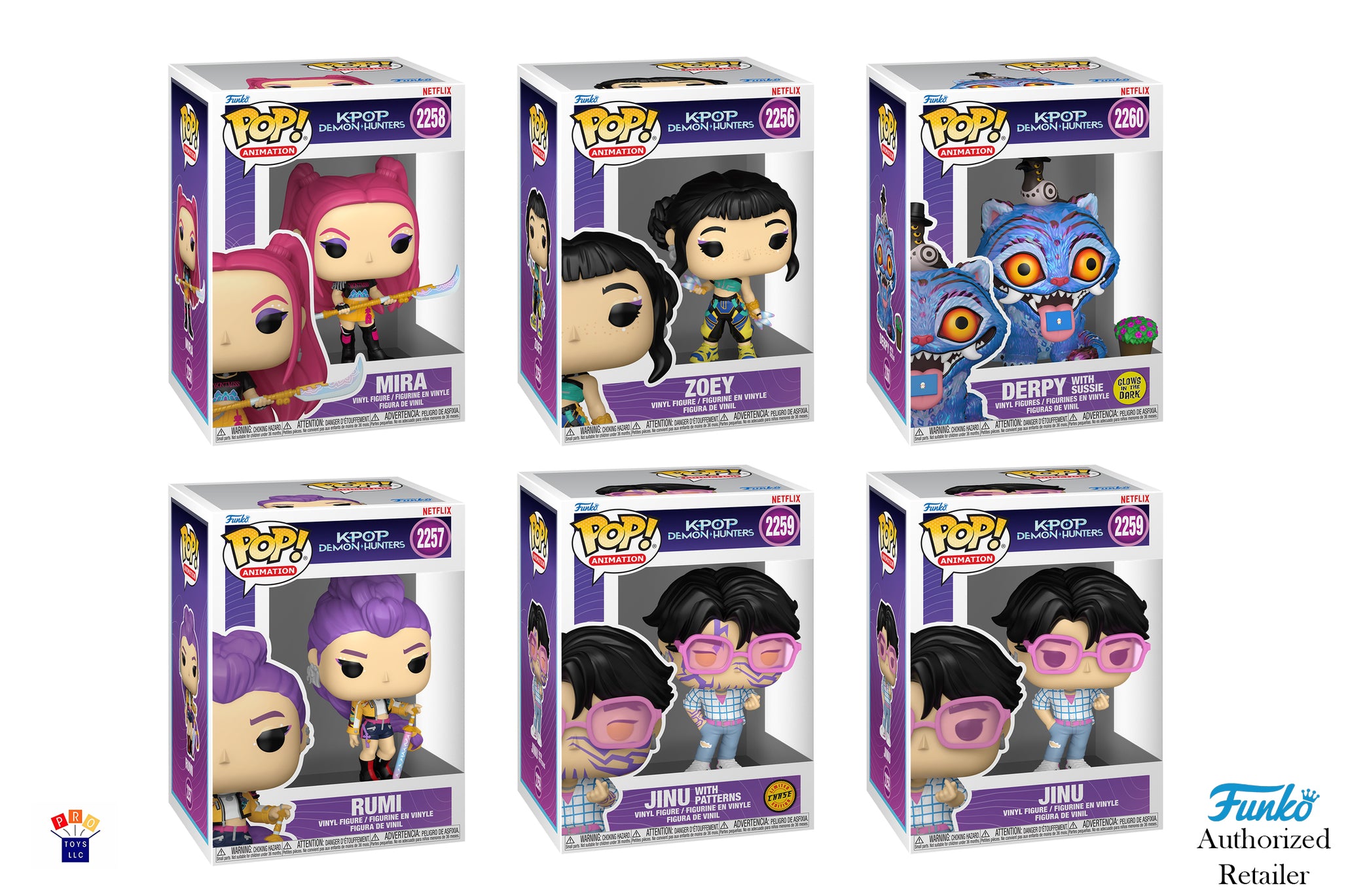 Funko Pop! Animation: KPOP Demon Hunters Bundle of 6 w/ Chase (Pre Order)