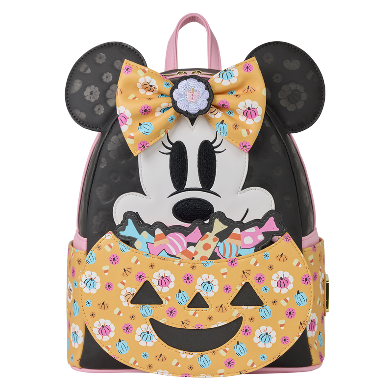Loungefly Disney Minnie Mouse Cosplay Floral Pumpkin Glow Mini Backpack