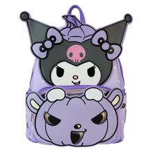 Load image into Gallery viewer, Loungefly Sanrio Kuromi Pumpkin Light Up Glow Mini Backpack
