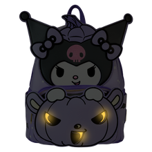 Load image into Gallery viewer, Loungefly Sanrio Kuromi Pumpkin Light Up Glow Mini Backpack
