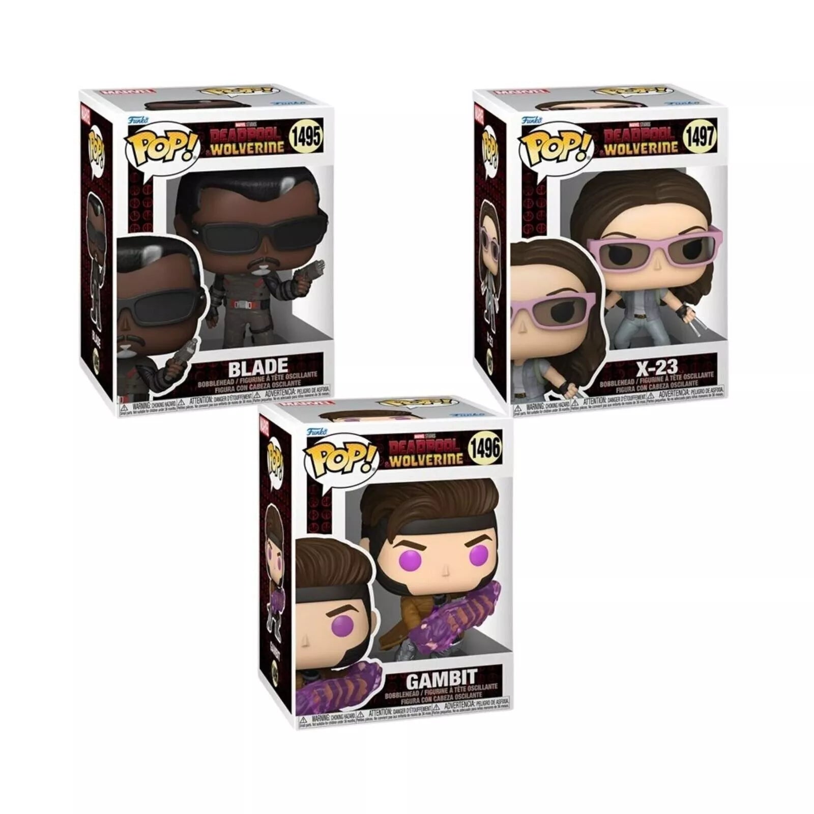 Funko Pop! Deadpool & Wolverine 3 Bundle Set of 3 (X-23, Blade and Gambit )