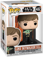 Load image into Gallery viewer, Funko Pop! Star Wars: Mandalorian- Luke Skywalker with Grogu (The Child) Vinyl Bobblehead
