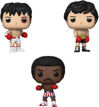 Load image into Gallery viewer, Funko Pop! Movies: Rocky 45th Anniversary Set of 3 - Rocky Balboa, Rocky with Gold Belt (Specialty Exclusive) and Appolo Creed
