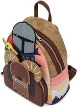 Load image into Gallery viewer, Loungefly Star Wars The Mandalorian Bantha Ride Mando and Baby Yoda Womens Double Strap Shoulder Bag Purse
