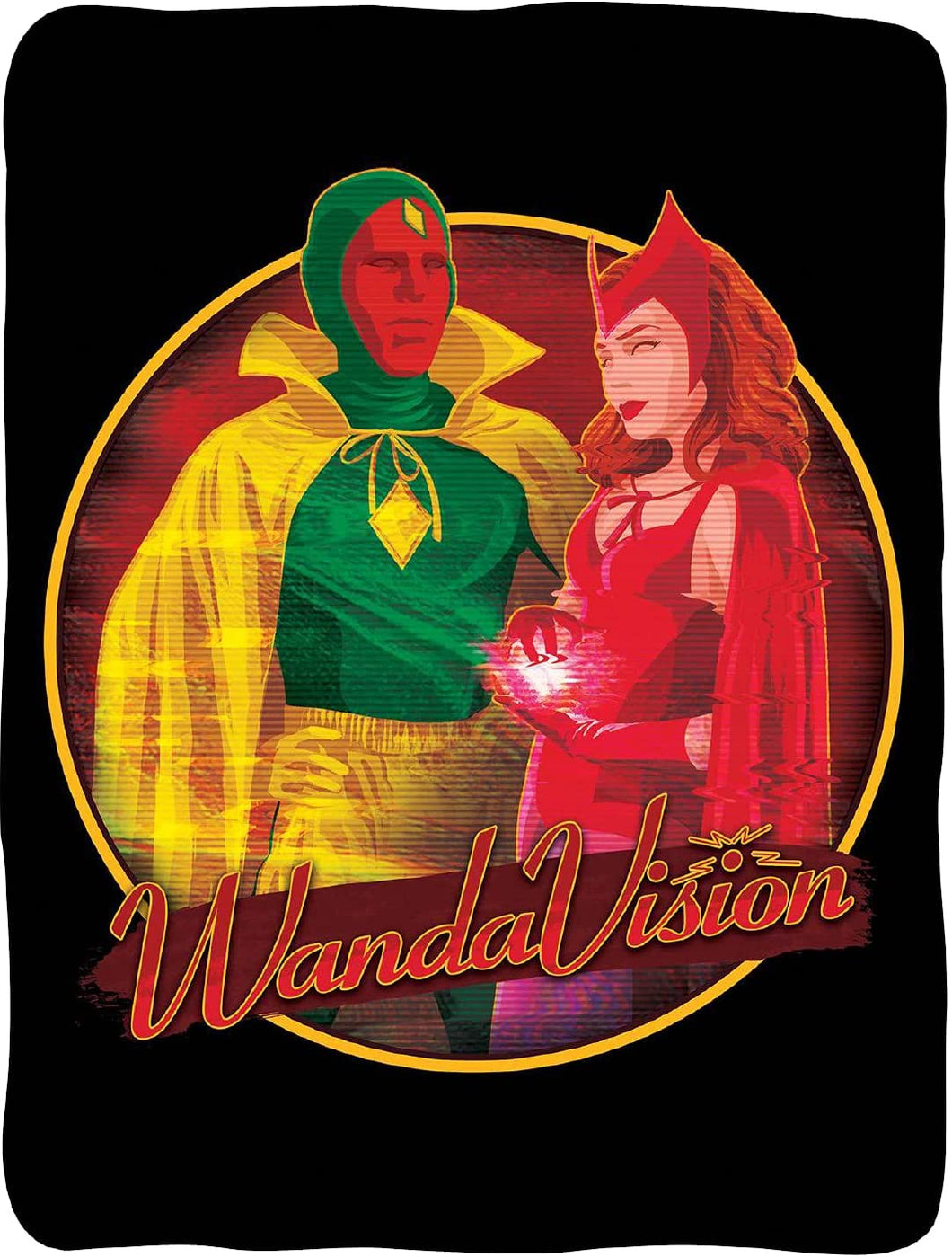 Marvel: WandaVision Scarlet Witch Wanda & Vision Halloween Costume Throw Blanket | 45 x 60 Inches | Plush Throw Blanket | Cozy Sherpa Blanket | Super Soft Lightweight Fleece Blanket |