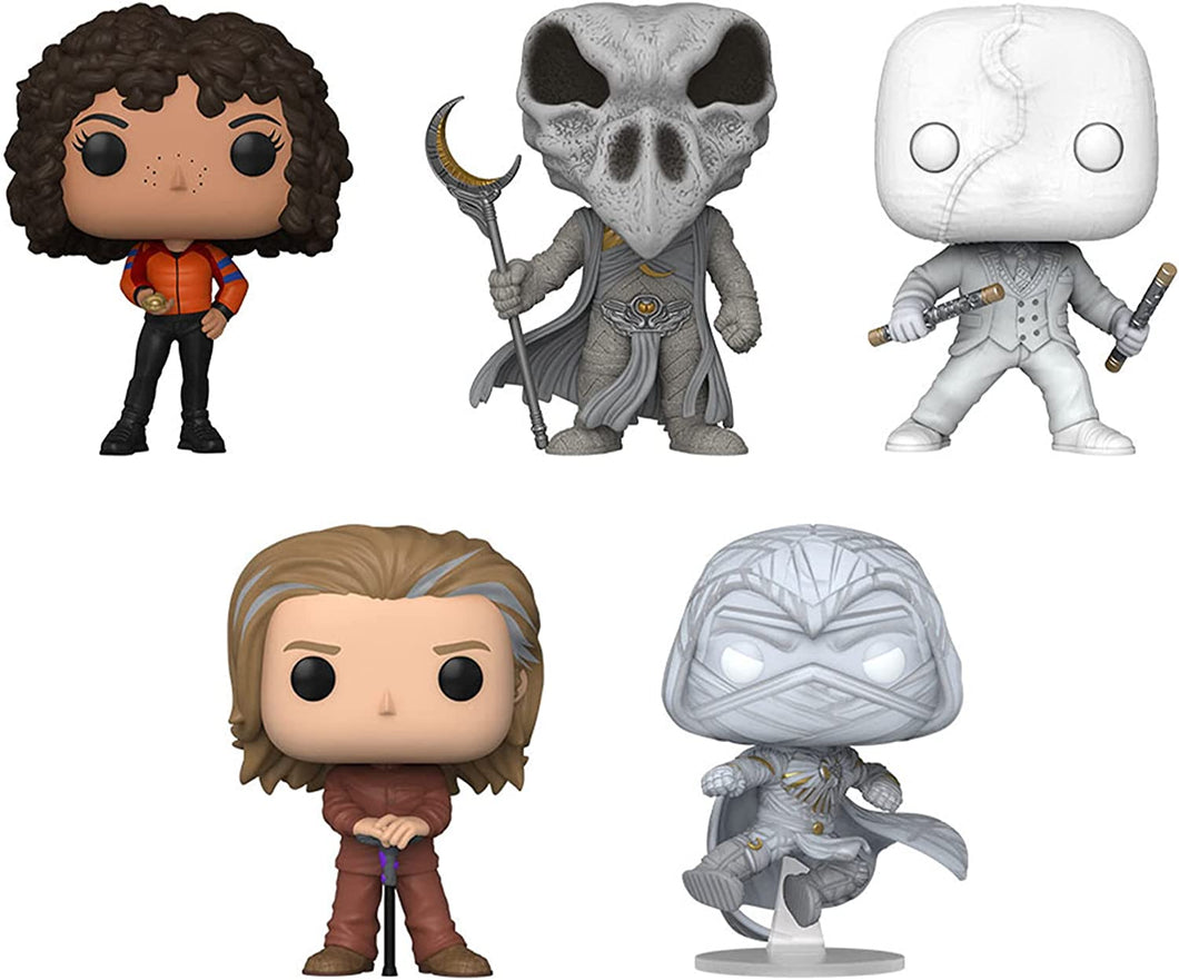 Funko Pop! Moon Knight Set of 5 - Jumping Knight, Khonshu, Layla El-Faouly, Mr. Knight and Arthur Harrow