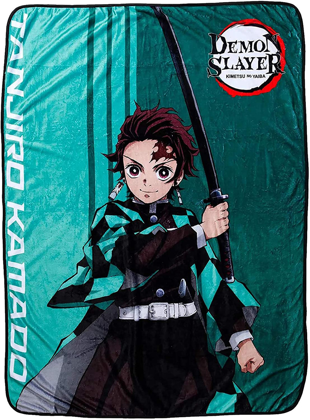 Demon Slayer Blanket Kimetsu no Yaiba Tanjiro Kamado Unsheathed Sword Katana Flannel Fleece Throw | Super Soft Lightweight Fleece Blanket, 45 x 60